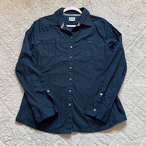 Converse One Star Navy Blue Black Cotton Button Down Shirt Women’s Size XL